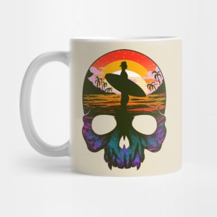 surfer shadow in skull silhouette Mug